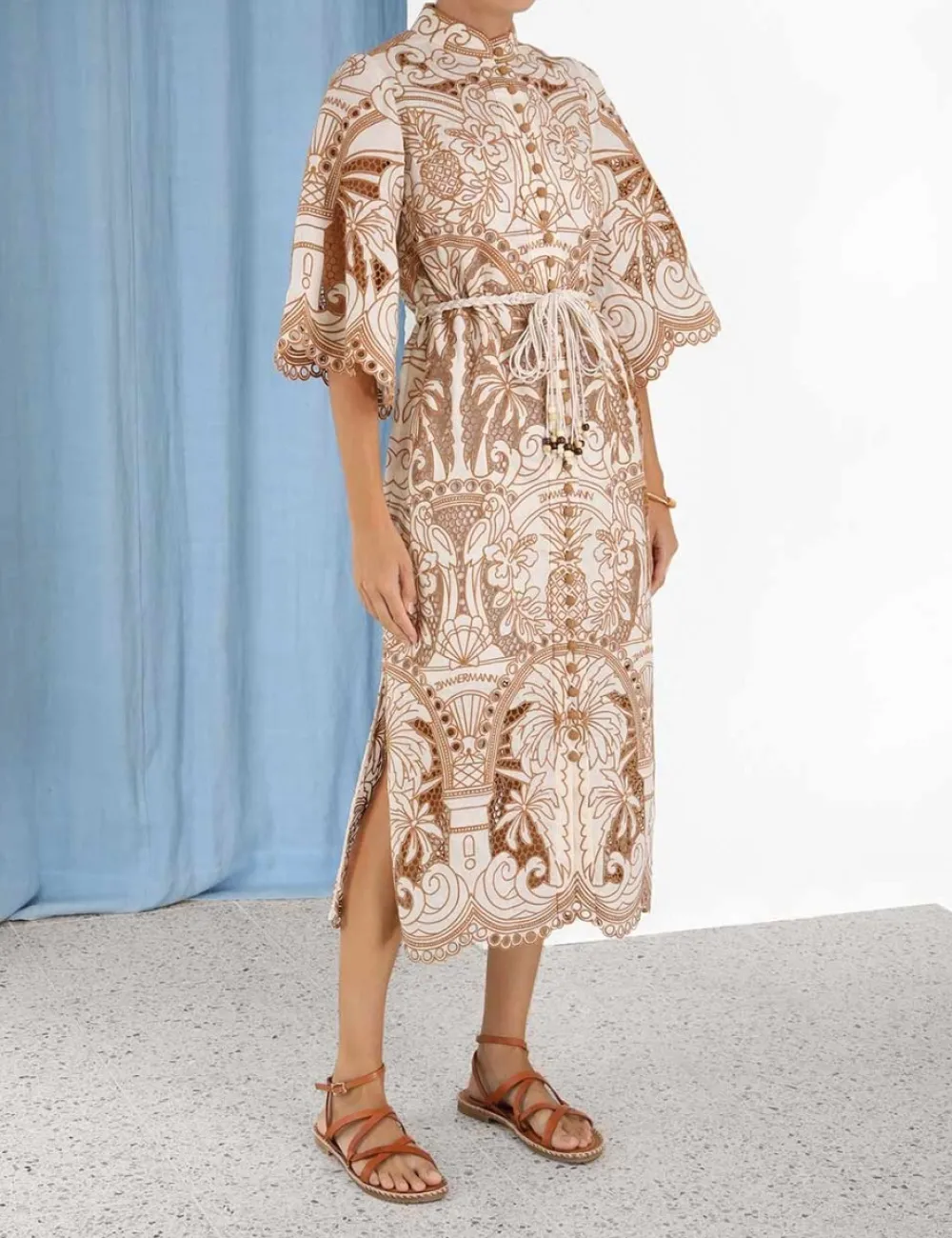 ZIMMERMANN Ginger Embroidered Shirt Dress-Women Dresses & Coverups