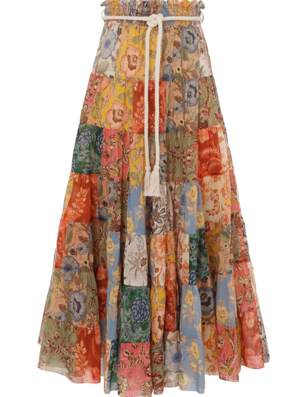 ZIMMERMANN Junie Tiered Midi Skirt-Women Clothing