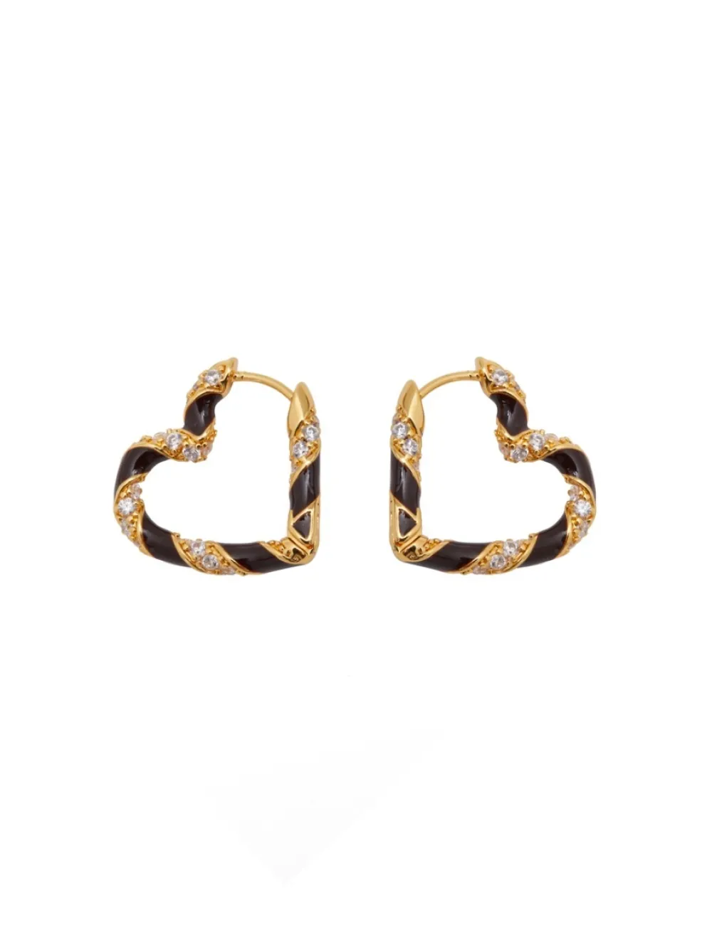 ZIMMERMANN Candy Stripe Pave Heart Hoops-Women Jewellery