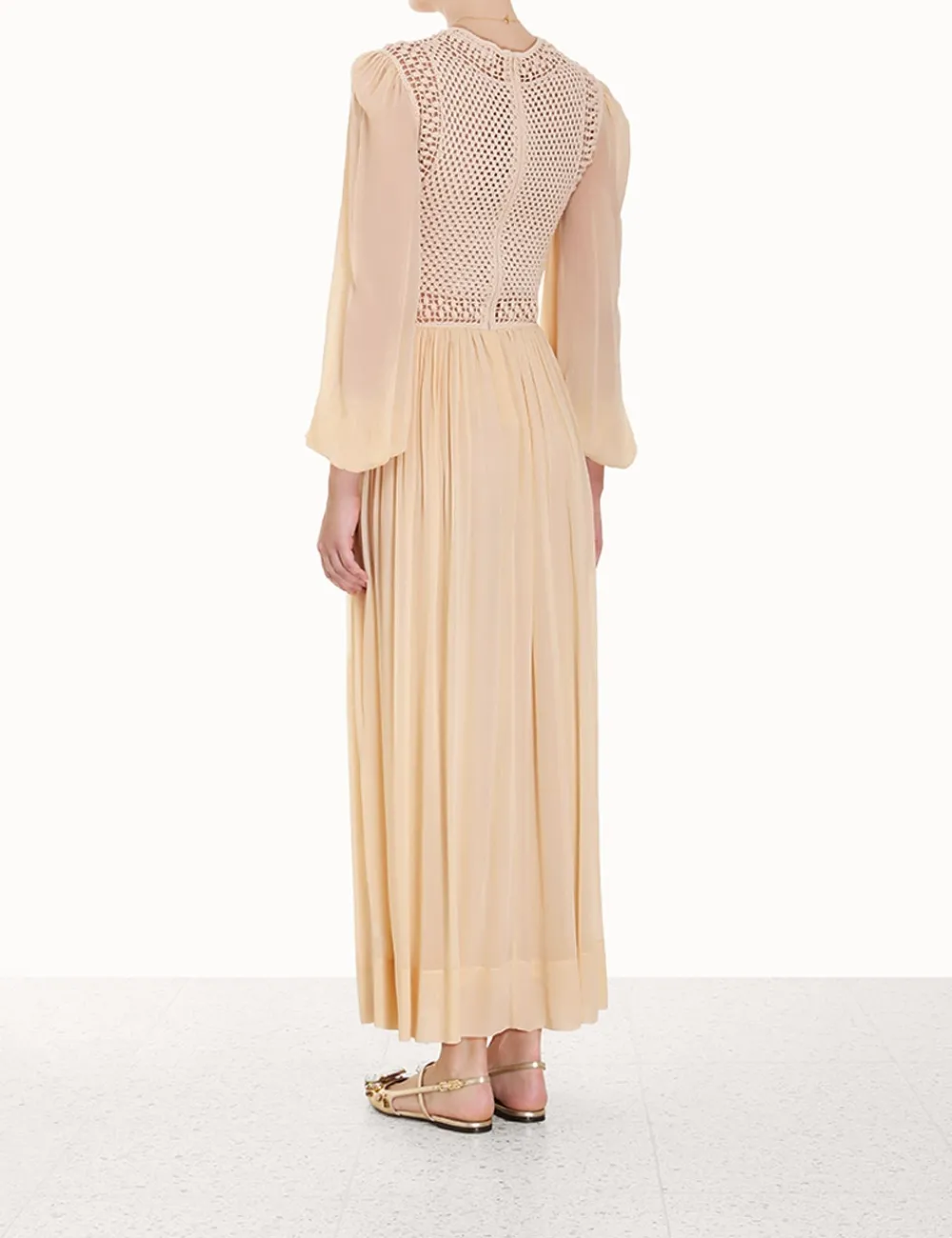 ZIMMERMANN Luminosity Crochet Bodice Midi-Women Dresses