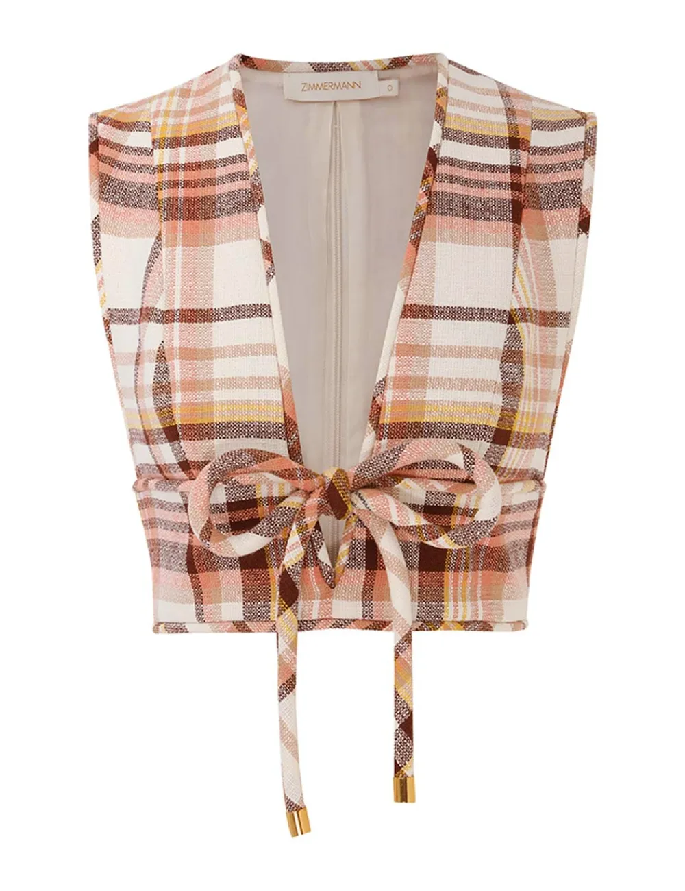 ZIMMERMANN Matchmaker Check Bow Bodice-Women Clothing