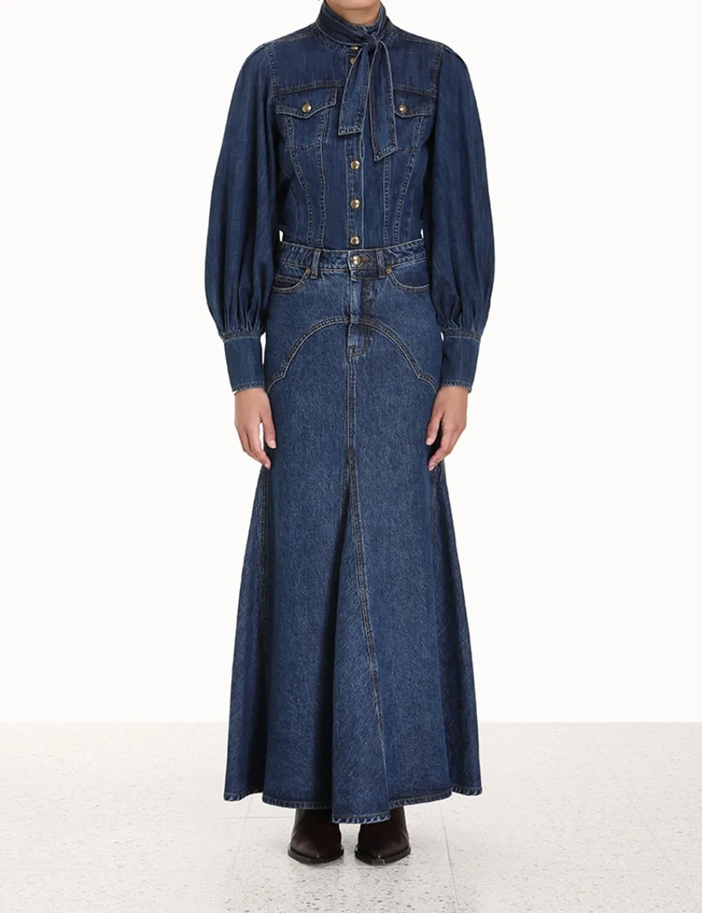 ZIMMERMANN Luminosity Denim Corset Shirt-Women Luminosity