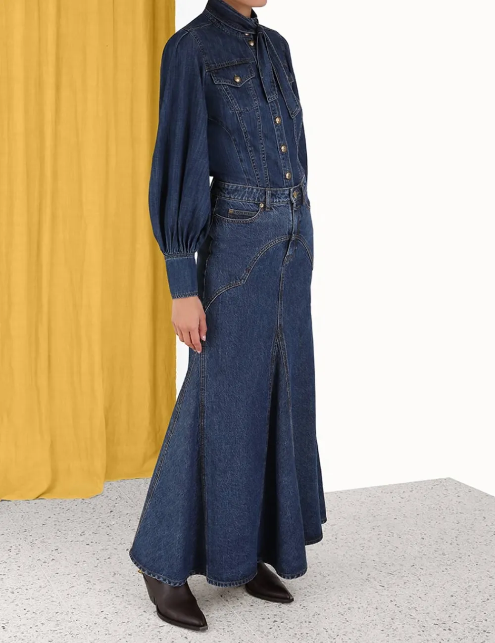 ZIMMERMANN Luminosity Denim Corset Shirt-Women Luminosity