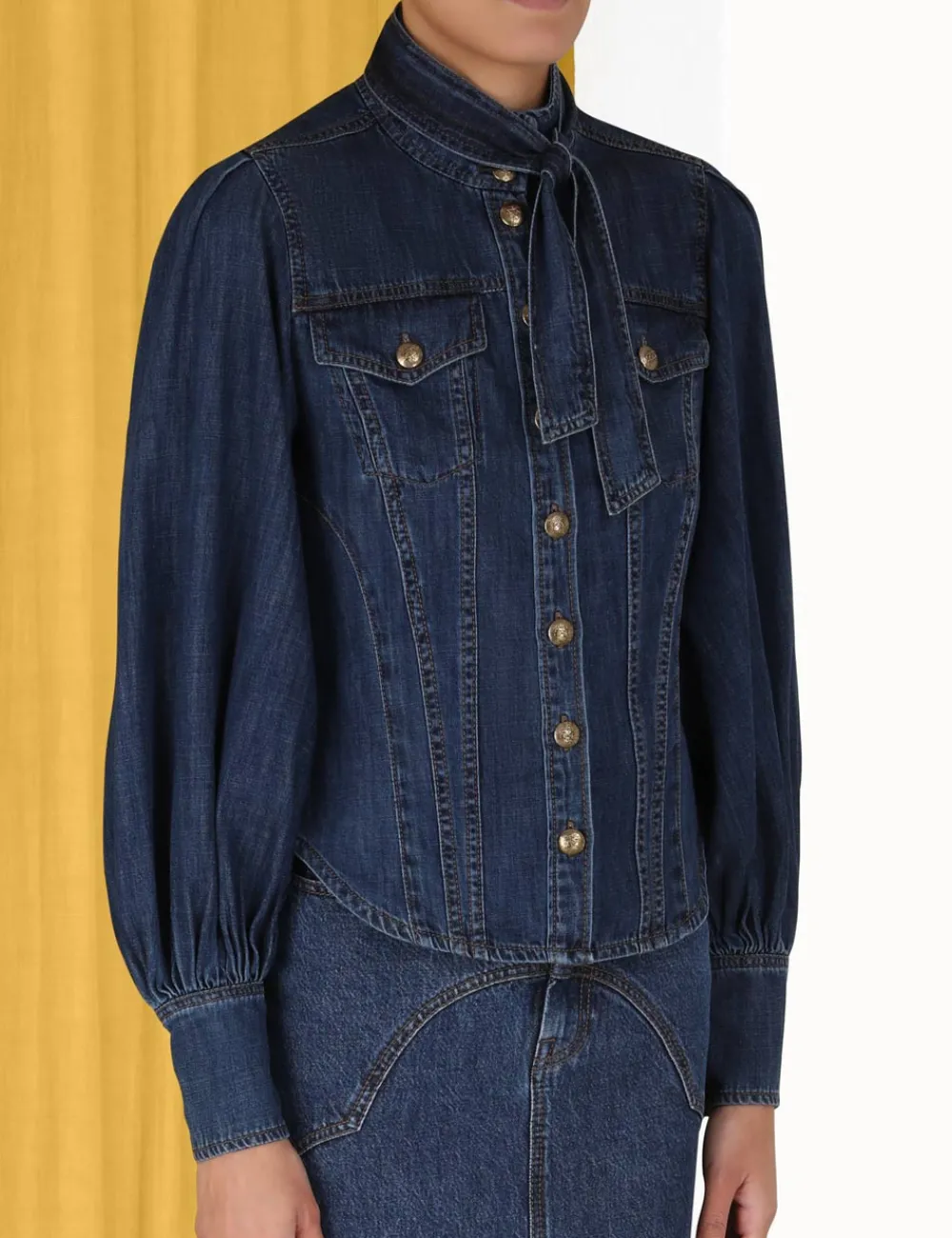 ZIMMERMANN Luminosity Denim Corset Shirt-Women Luminosity