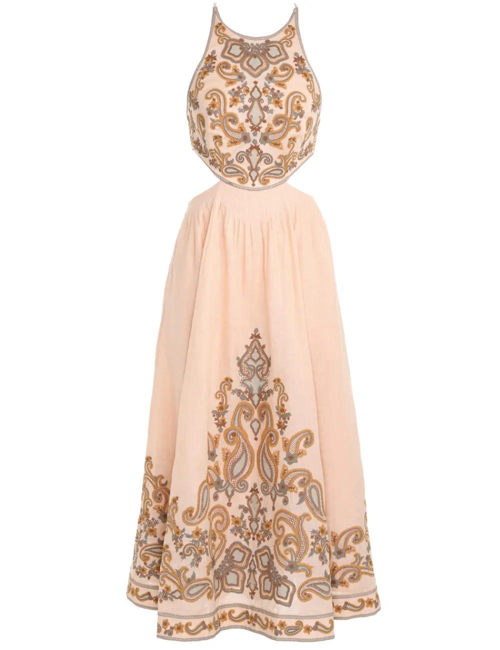 ZIMMERMANN Devi Halter Tie Midi Dress-Women Clothing