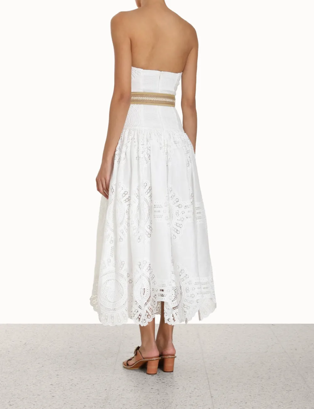 ZIMMERMANN Vacay Strapless Midi Dress-Women Clothing