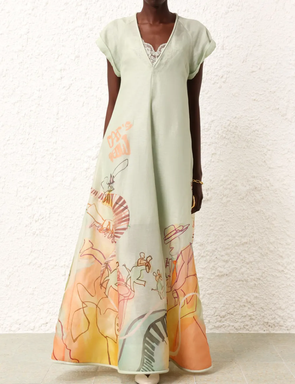 ZIMMERMANN Matchmaker Poster V Neck Dress-Women Dresses