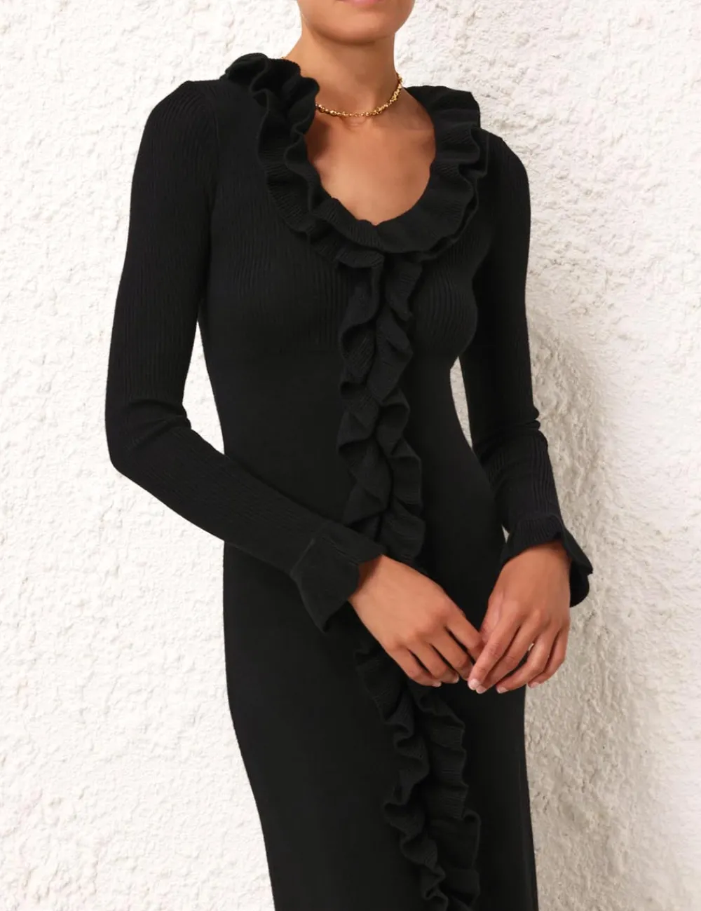 ZIMMERMANN Matchmaker V-Neck Ruffle Dress-Women Knitwear