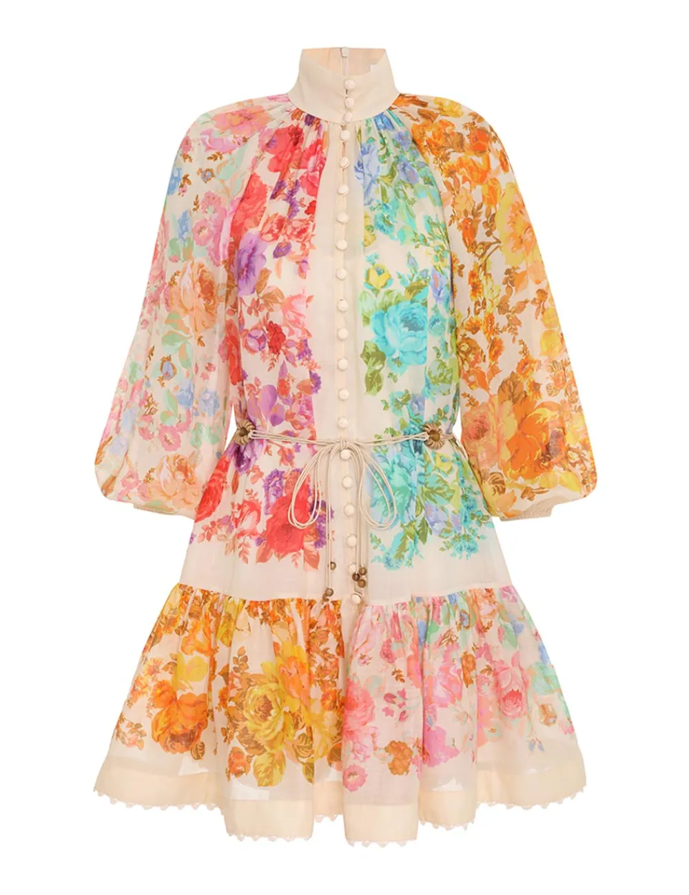 ZIMMERMANN Raie Lantern Mini Dress-Women Clothing