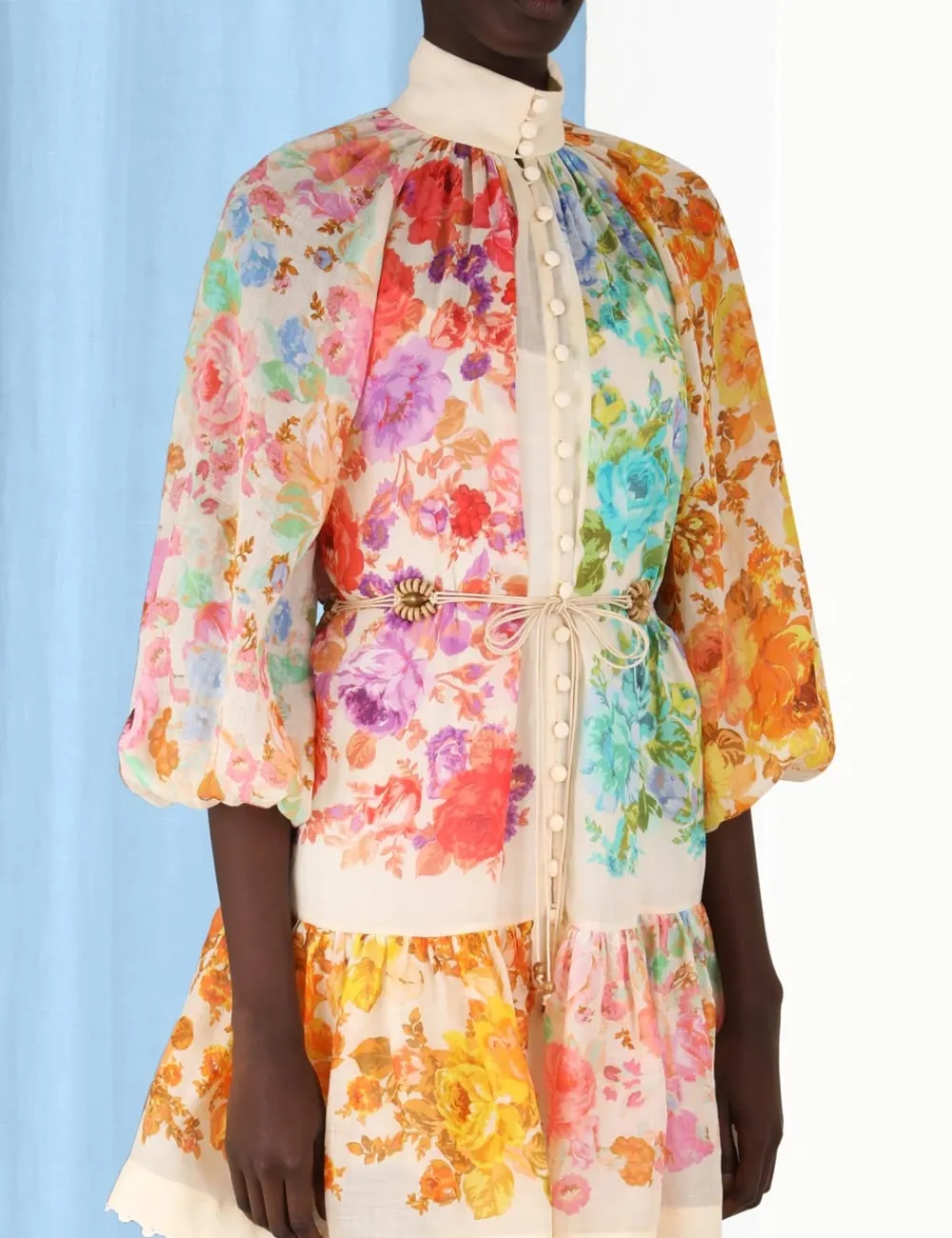 ZIMMERMANN Raie Lantern Mini Dress-Women Clothing