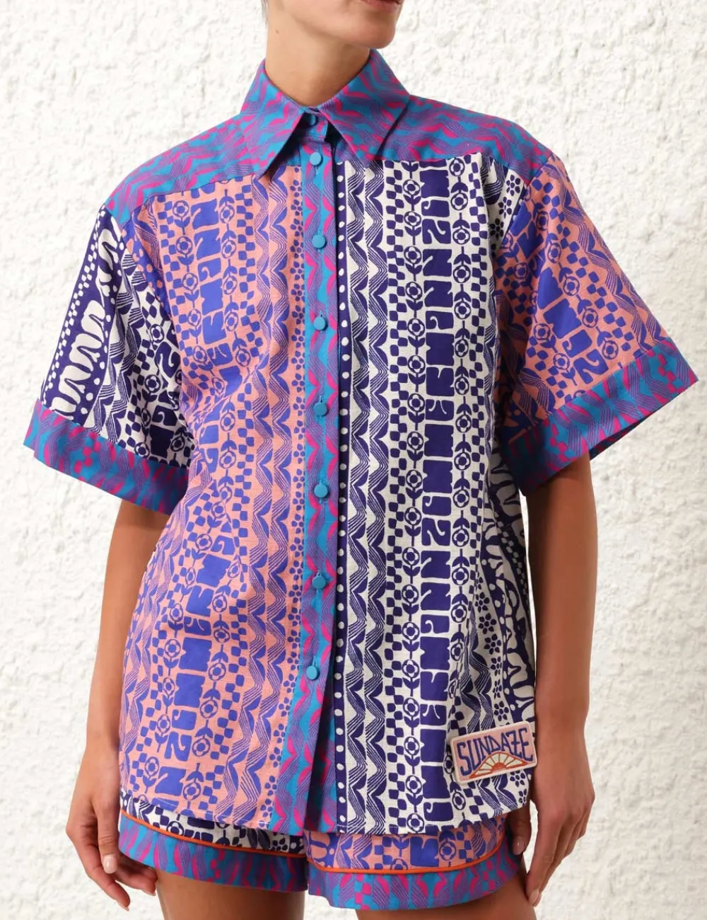 ZIMMERMANN Acadian Spliced Shirt-Women Tops