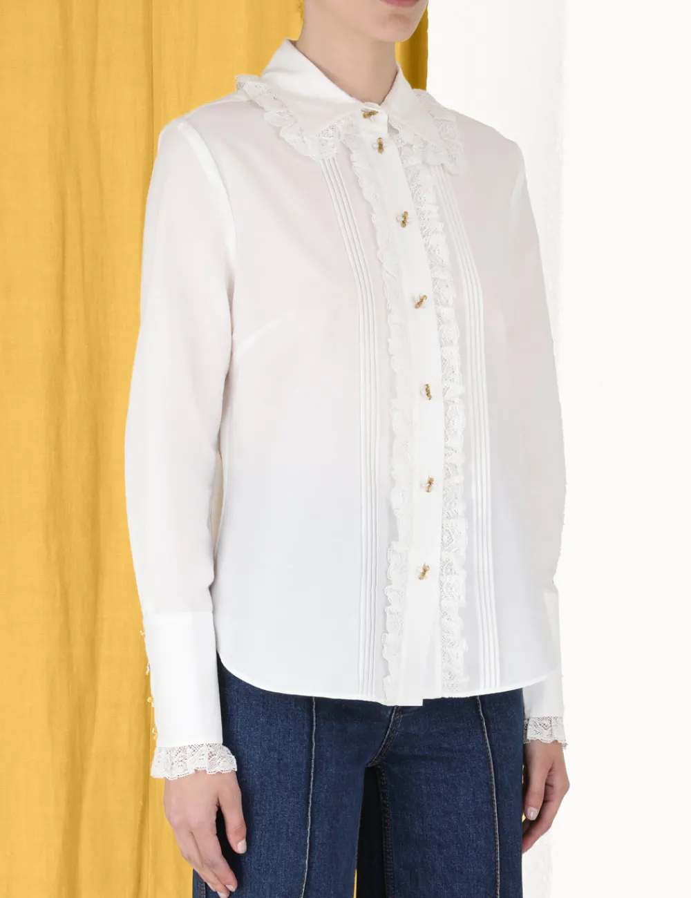 ZIMMERMANN Sensory Pintucked Shirt-Women Luminosity