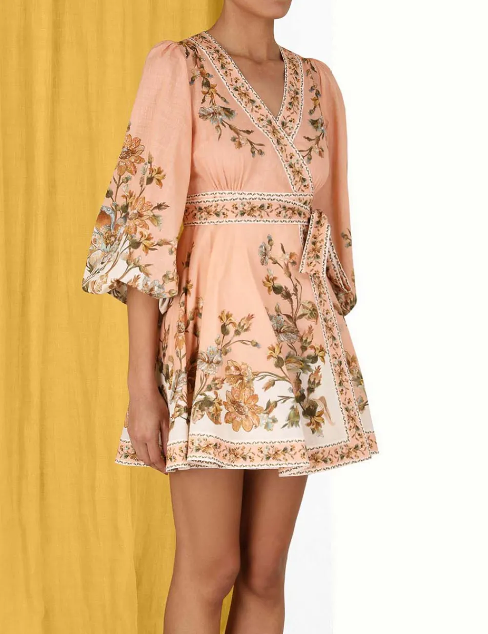 ZIMMERMANN Chintz Wrap Mini Dress-Women Dresses & Coverups