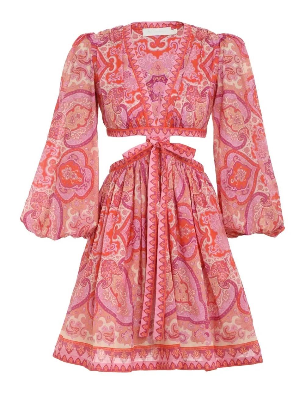 ZIMMERMANN Halcyon Tie Front Mini Dress-Women Clothing