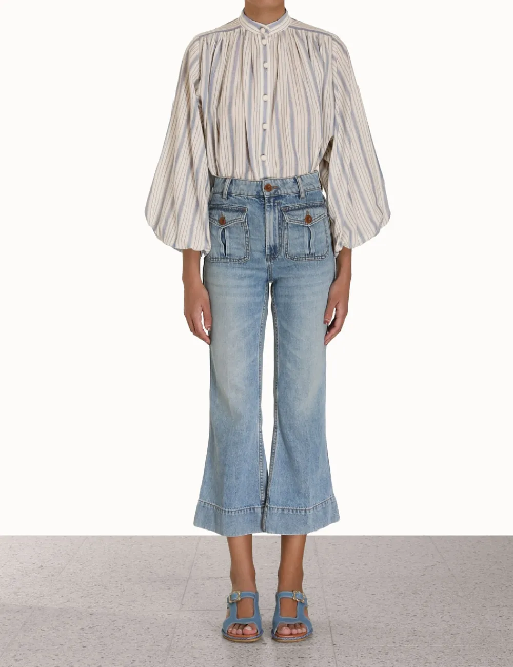 ZIMMERMANN Chintz Striped Billow Blouse-Women Clothing