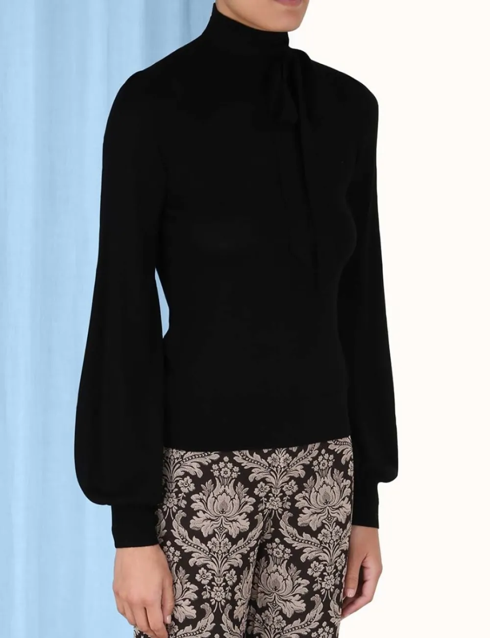 ZIMMERMANN Blouson Tie-Neck Sweater-Women Tops