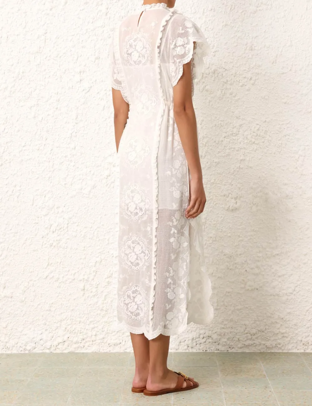 ZIMMERMANN Alight Draw Waist Midi Dress-Women Clothing