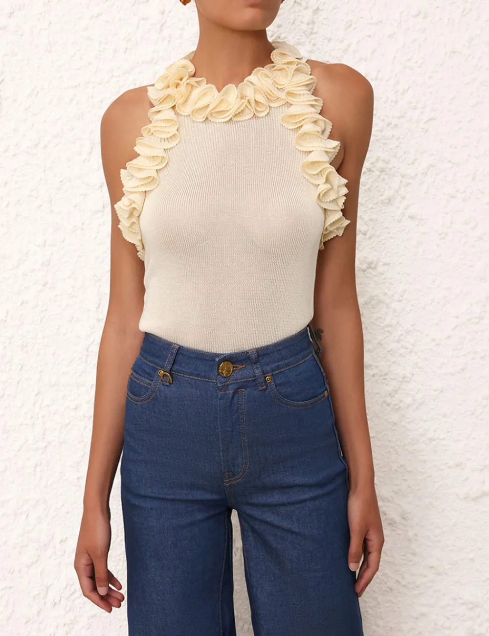 ZIMMERMANN Matchmaker Ruffle Neck Top-Women Knitwear