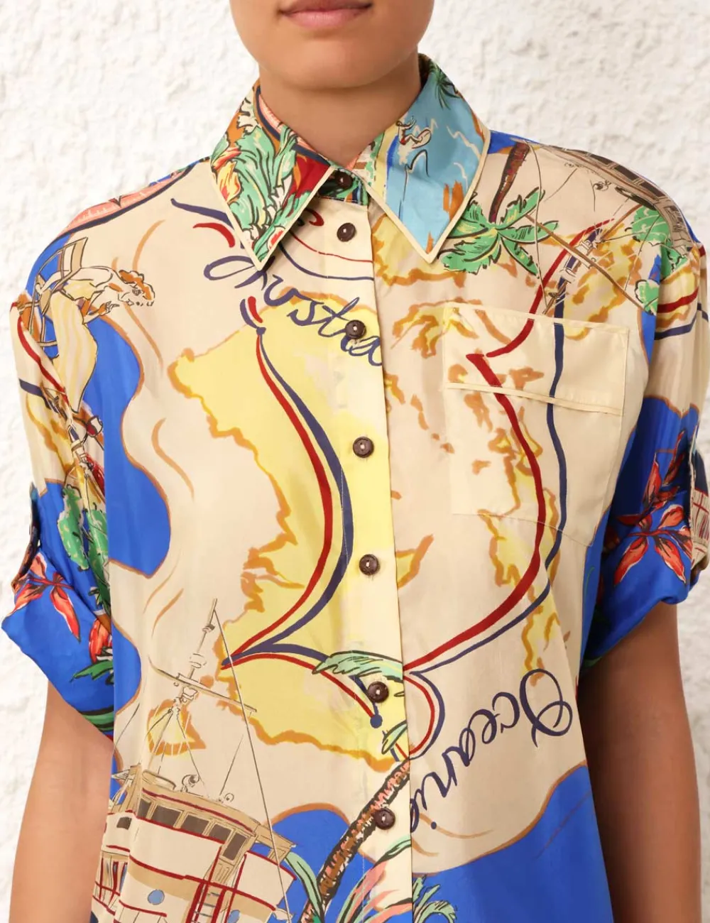 ZIMMERMANN Alight Short Sleeve Shirt-Women Clothing