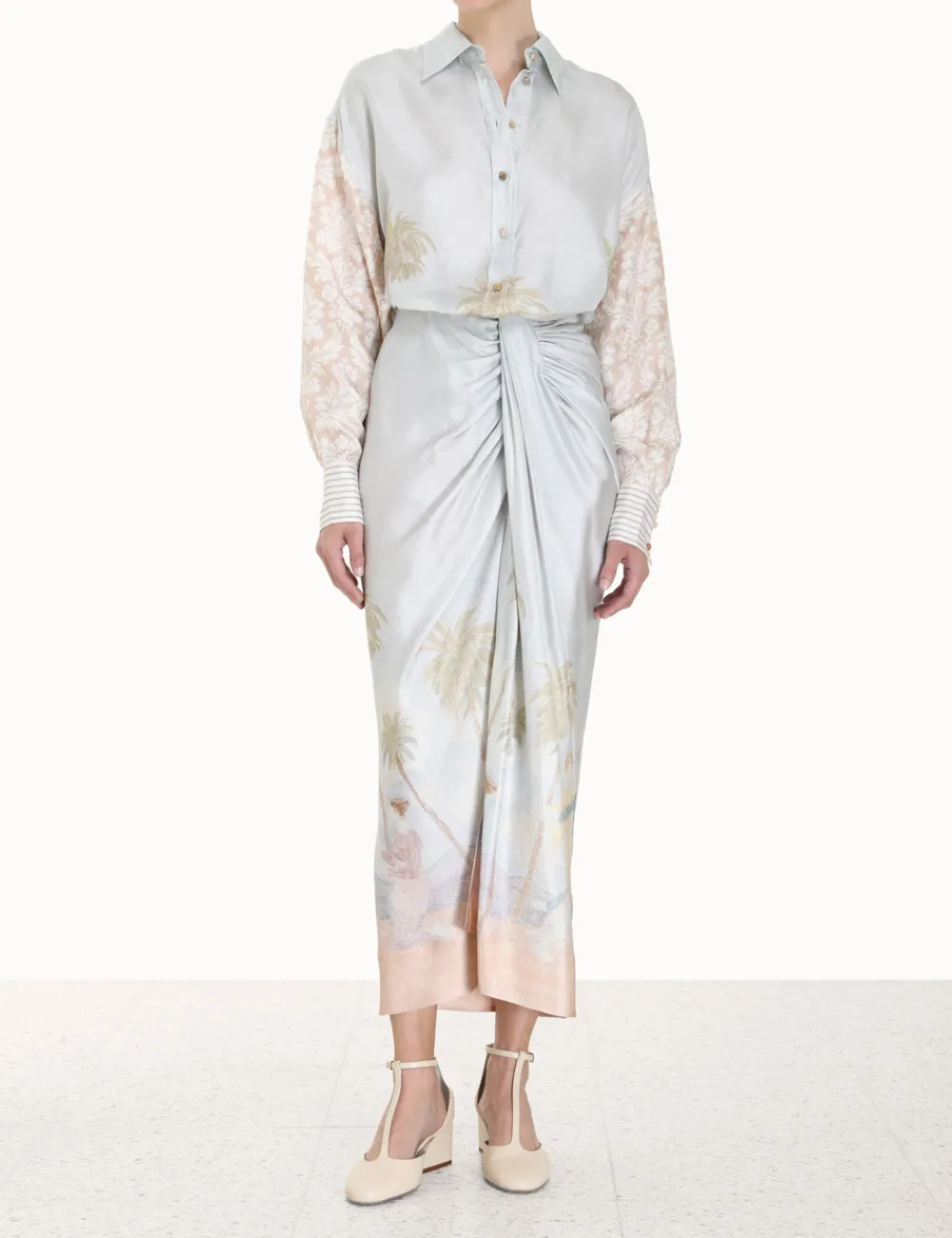 ZIMMERMANN Sensory Drape Midi Skirt-Women Skirts