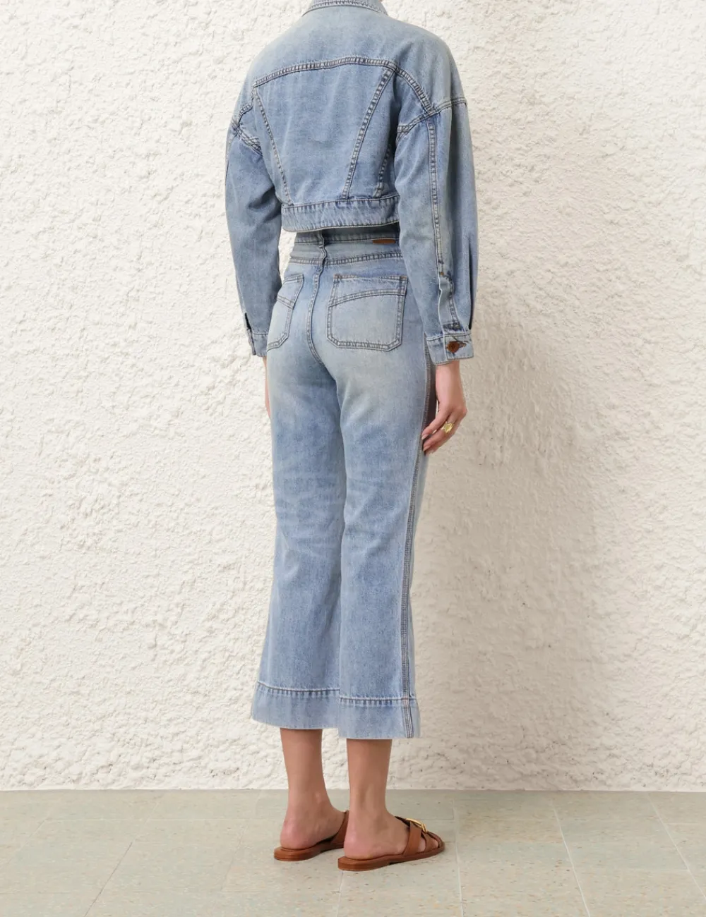 ZIMMERMANN Alight Cropped Denim Jacket-Women Clothing