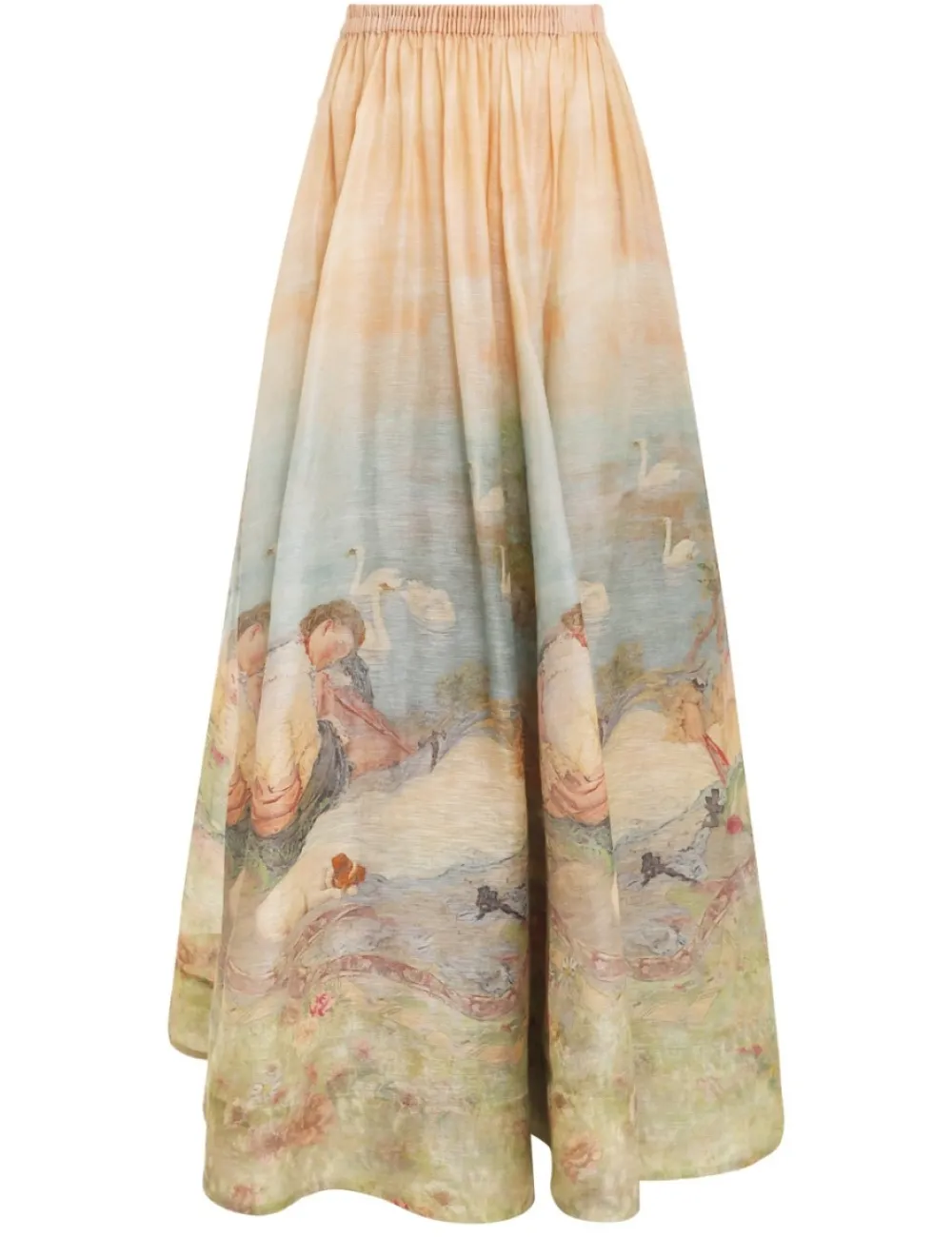 ZIMMERMANN Luminosity Ruched Maxi Skirt-Women In Denim