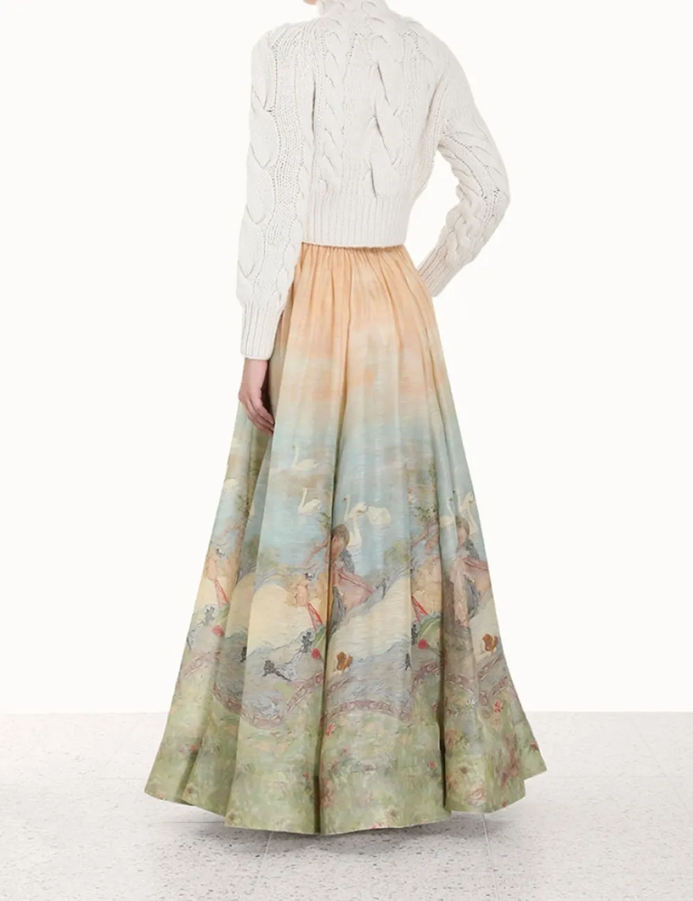 ZIMMERMANN Luminosity Ruched Maxi Skirt-Women In Denim