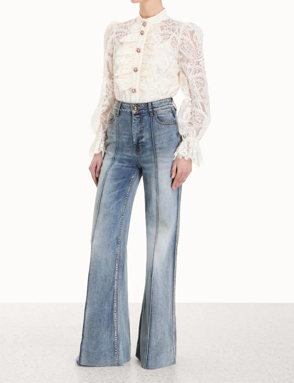 ZIMMERMANN Lyrical Lace Blouse-Women Tops