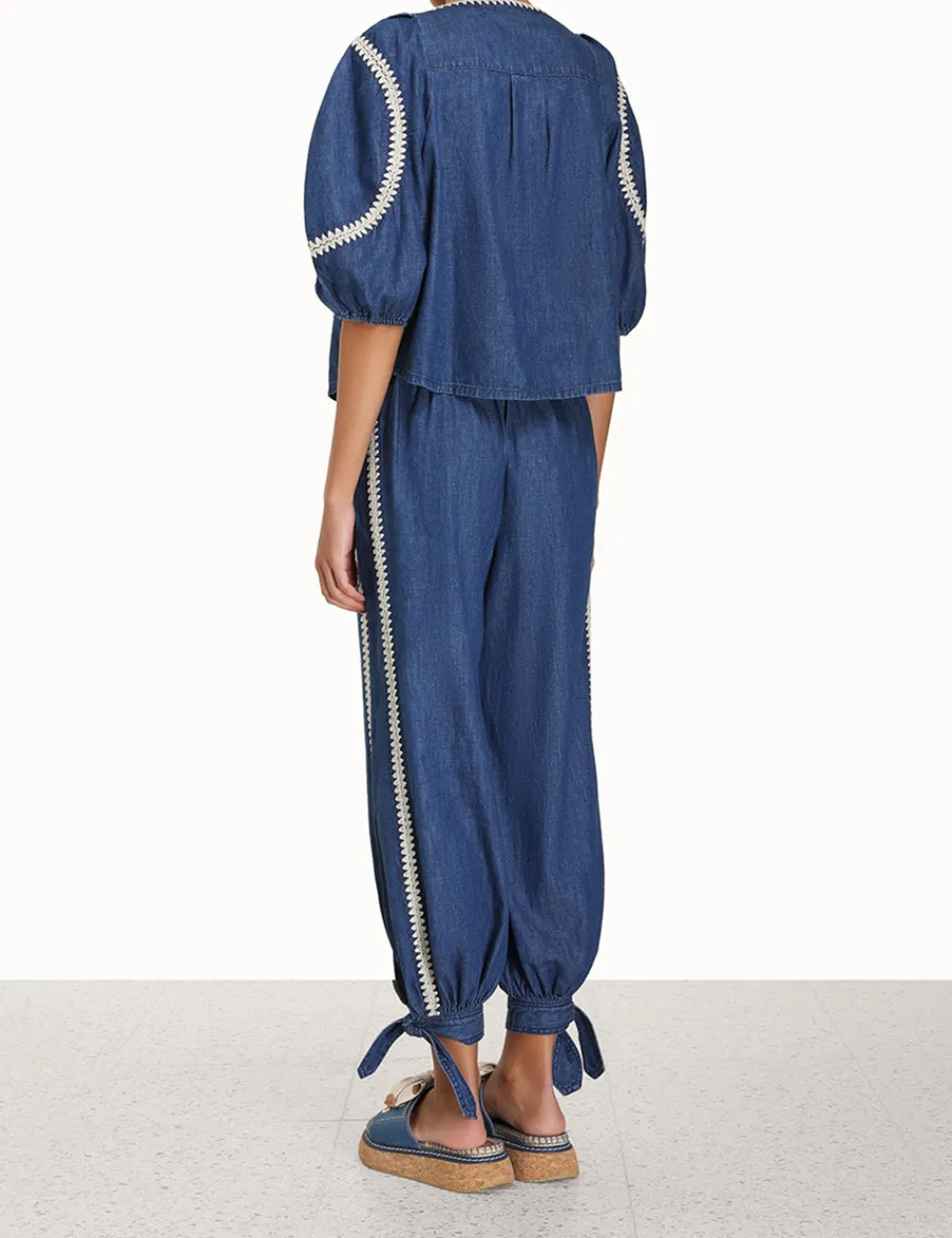 ZIMMERMANN Chintz Denim Smock Top-Women Tops