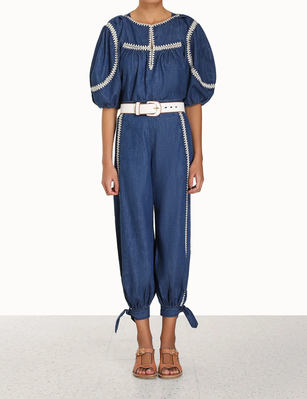 ZIMMERMANN Chintz Denim Smock Top-Women Tops