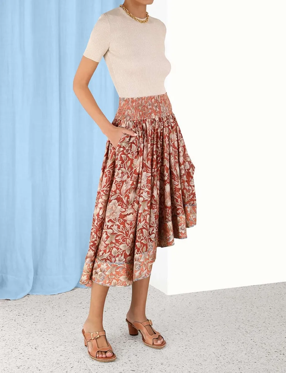 ZIMMERMANN Chintz Asymmetrical Skirt-Women Clothing