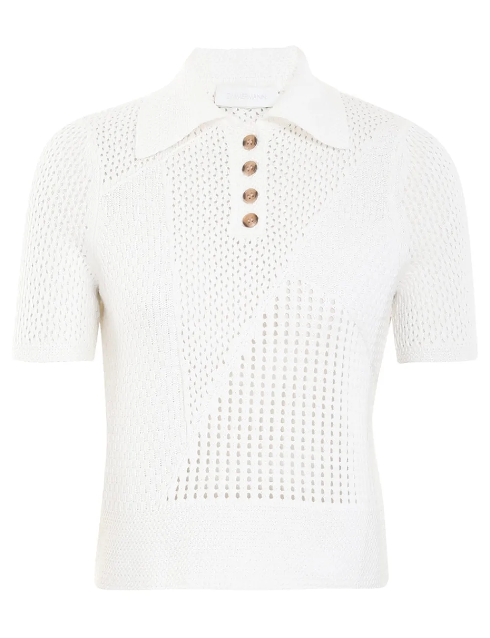 ZIMMERMANN Raie Mesh Knit Polo-Women Clothing