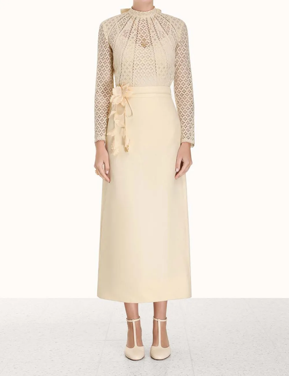 ZIMMERMANN Luminosity Lace Paneled Blouse-Women Clothing