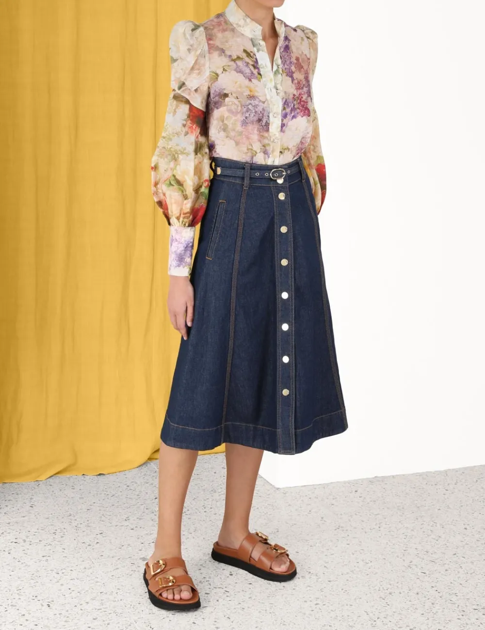 ZIMMERMANN A Line Denim Skirt-Women Skirts