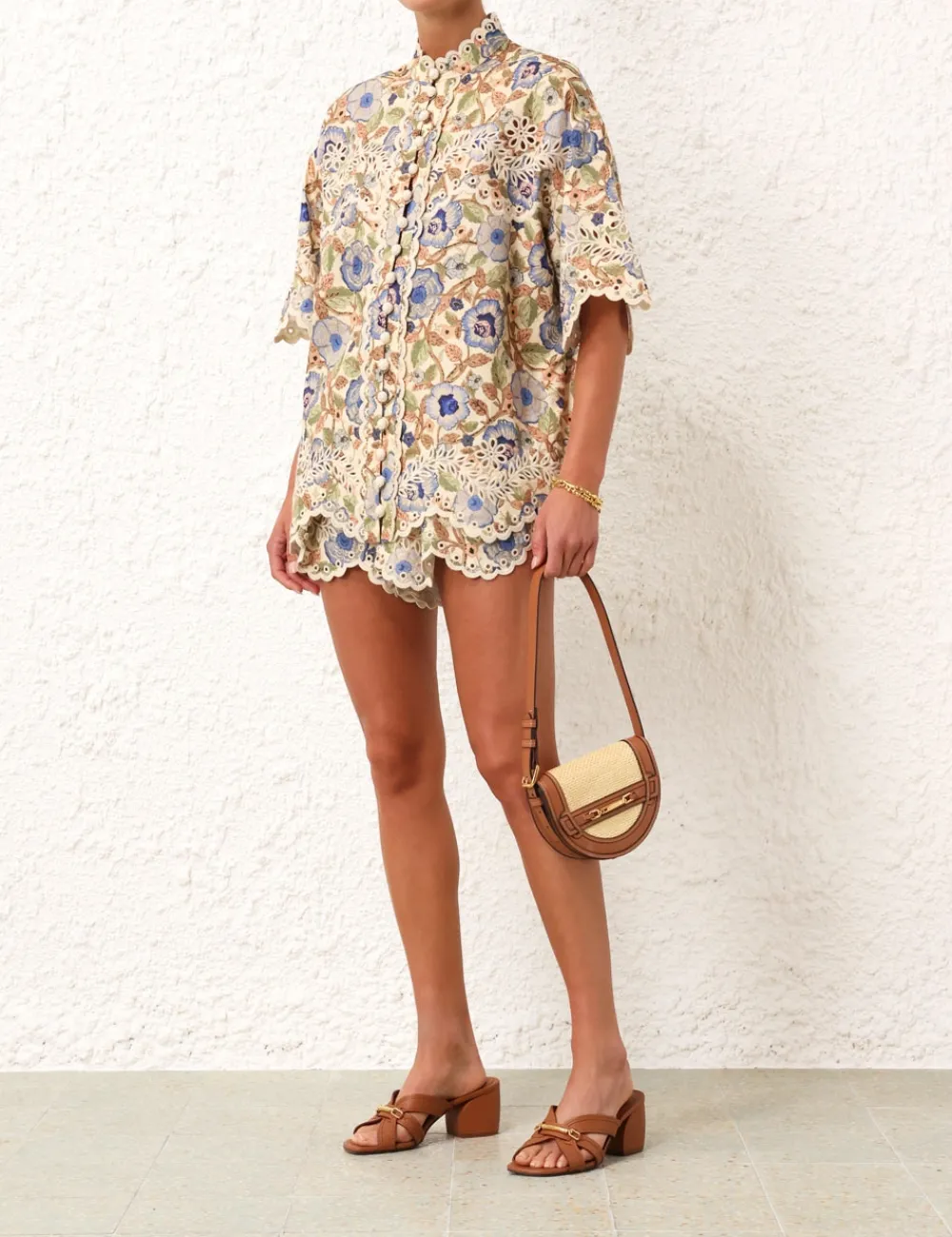 ZIMMERMANN Junie Embroidered Short-Women Shorts & Pants