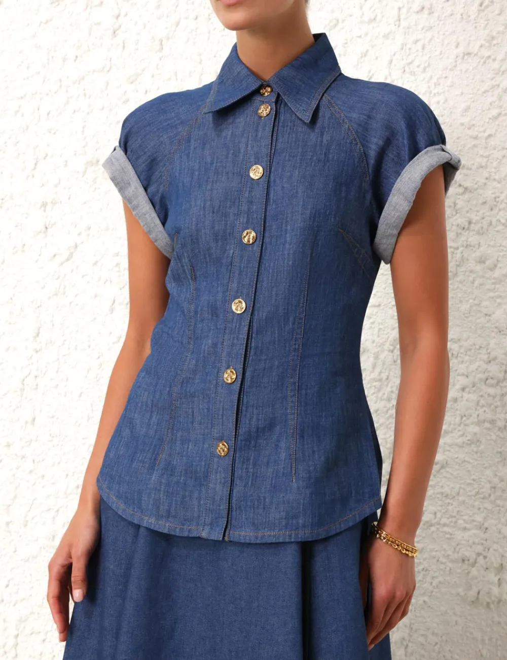 ZIMMERMANN Matchmaker Denim Blouse-Women Tops