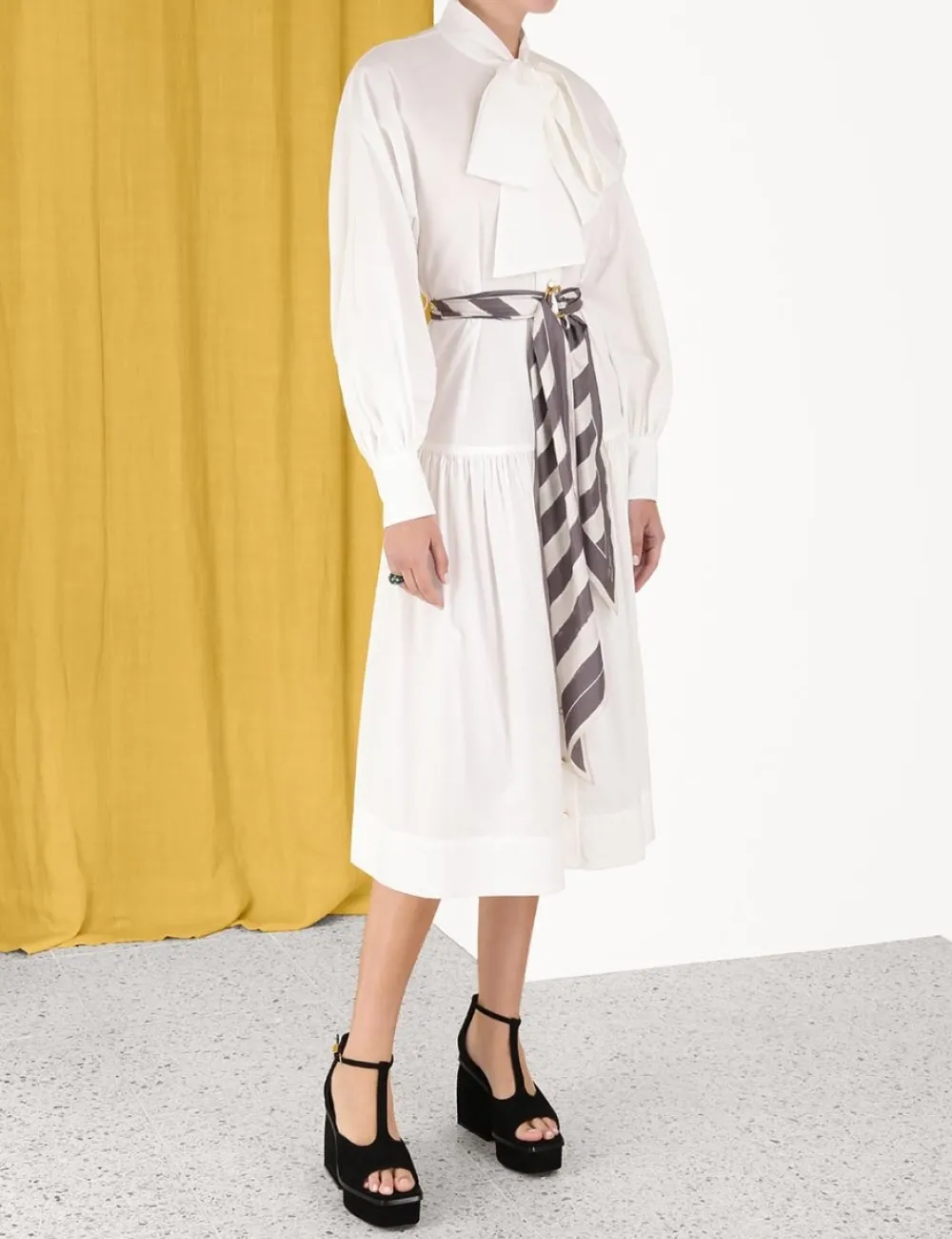 ZIMMERMANN Lyrical Scarf Tie Shirt Dress-Women Clothing