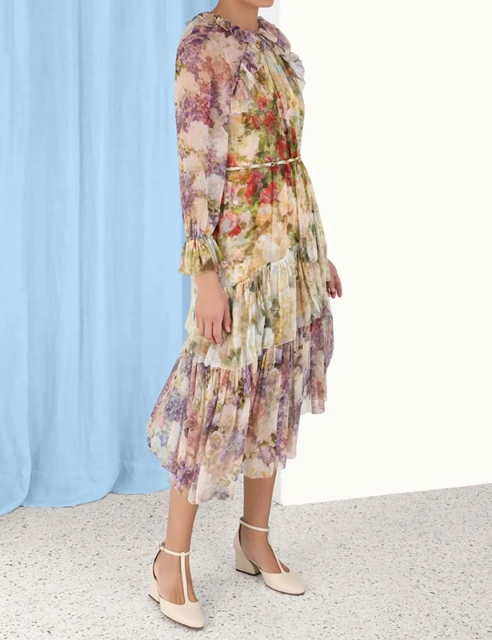 ZIMMERMANN Luminosity Frill Midi Dress-Women Dresses