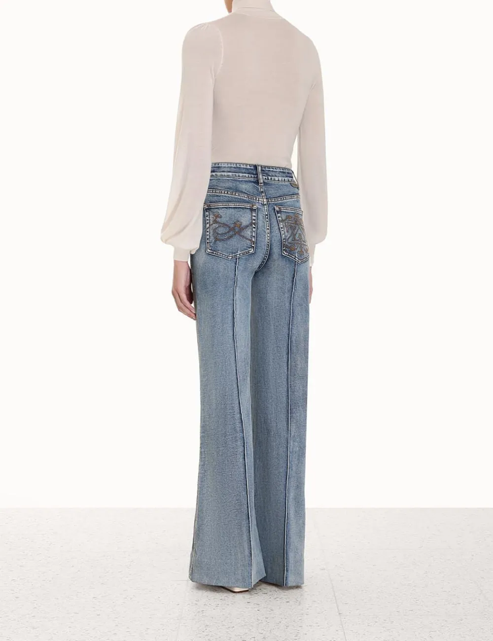 ZIMMERMANN Blouson Tie-Neck Sweater-Women Clothing