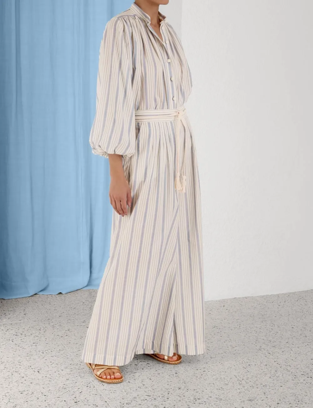 ZIMMERMANN Chintz Striped Relaxed Pant-Women In Denim