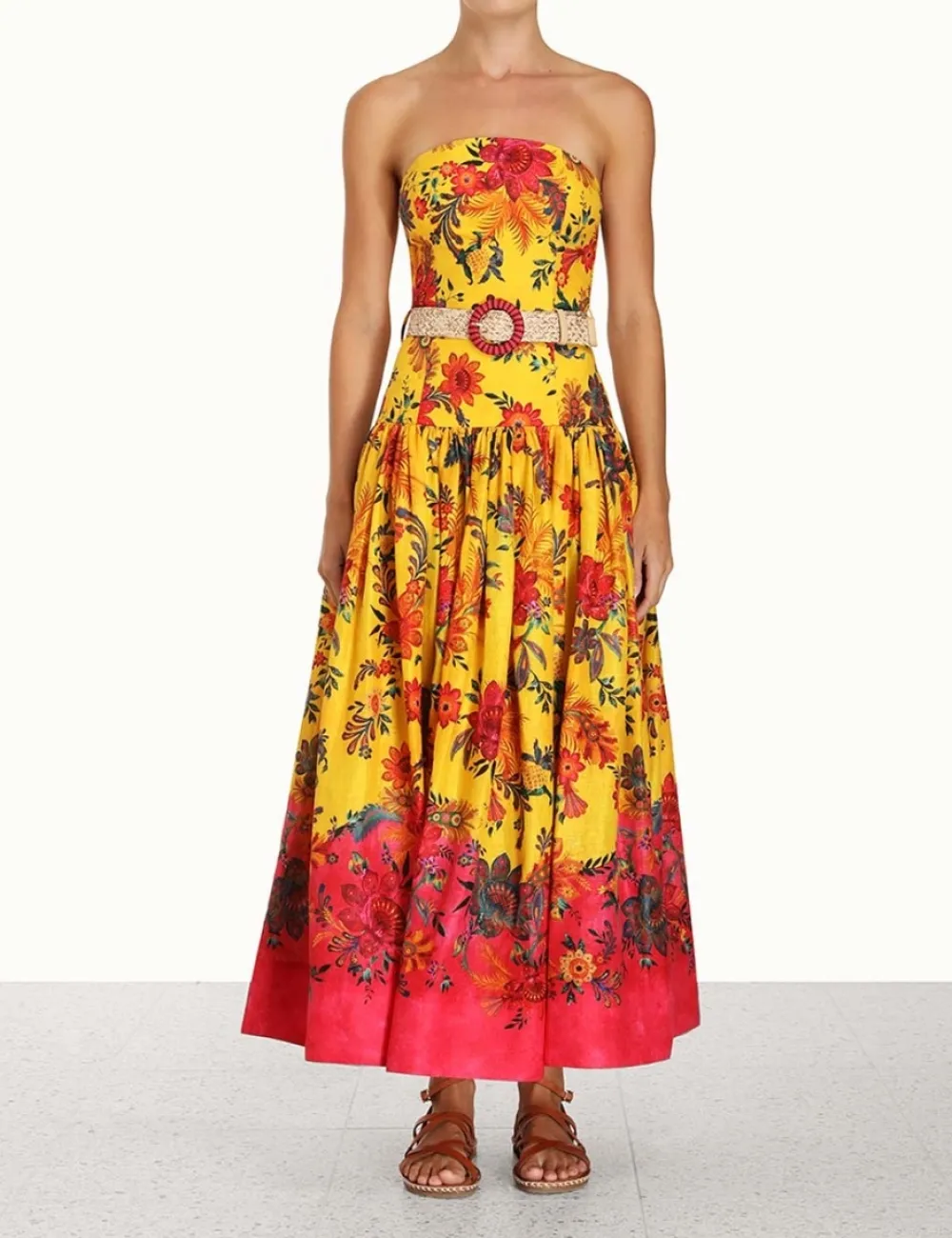 ZIMMERMANN Ginger Strapless Midi Dress-Women Clothing