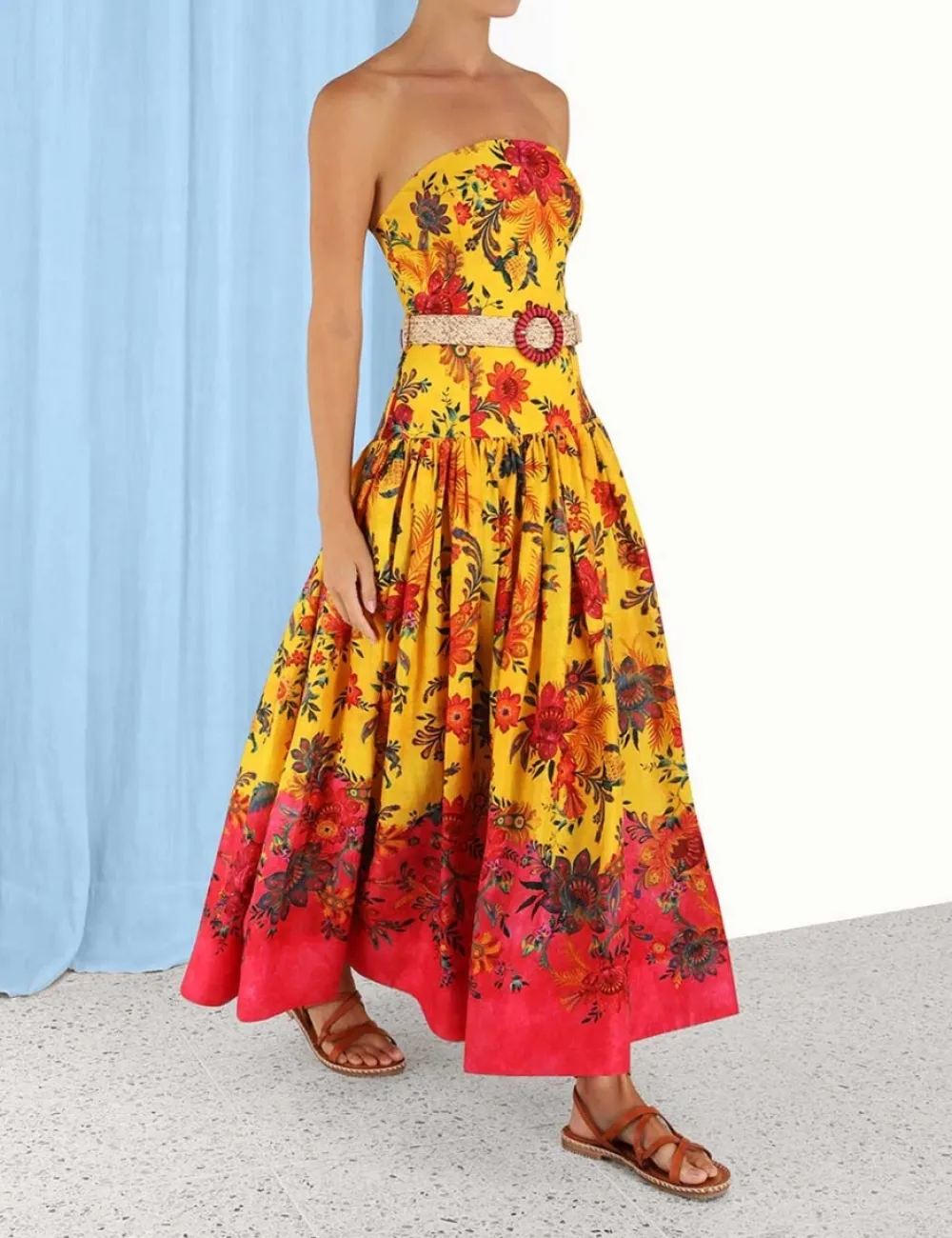 ZIMMERMANN Ginger Strapless Midi Dress-Women Clothing