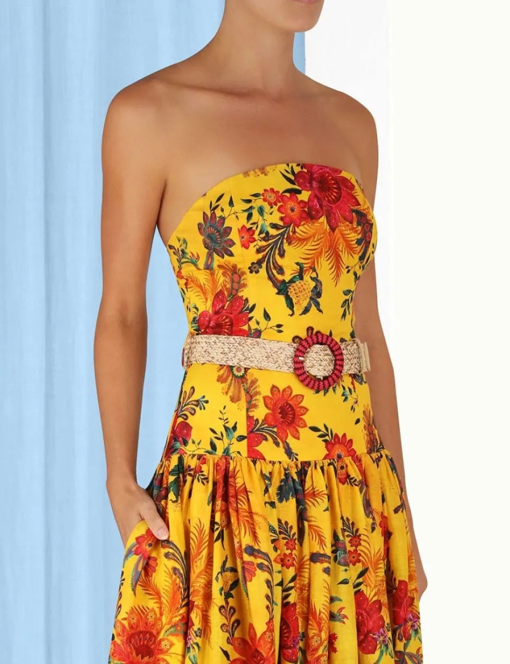 ZIMMERMANN Ginger Strapless Midi Dress-Women Clothing