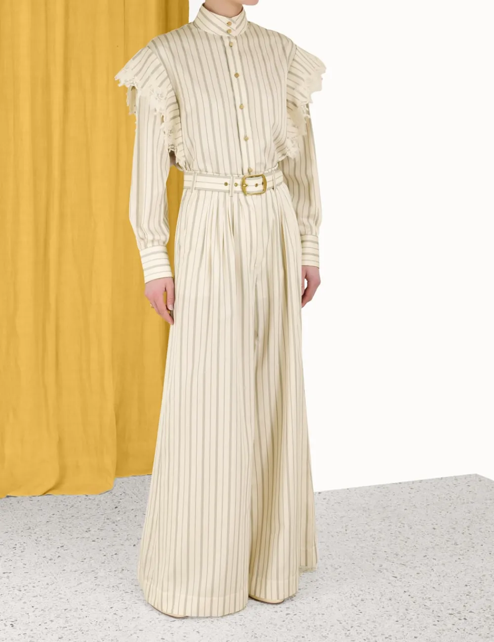 ZIMMERMANN Sensory Lace Stripe Shirt-Women Clothing