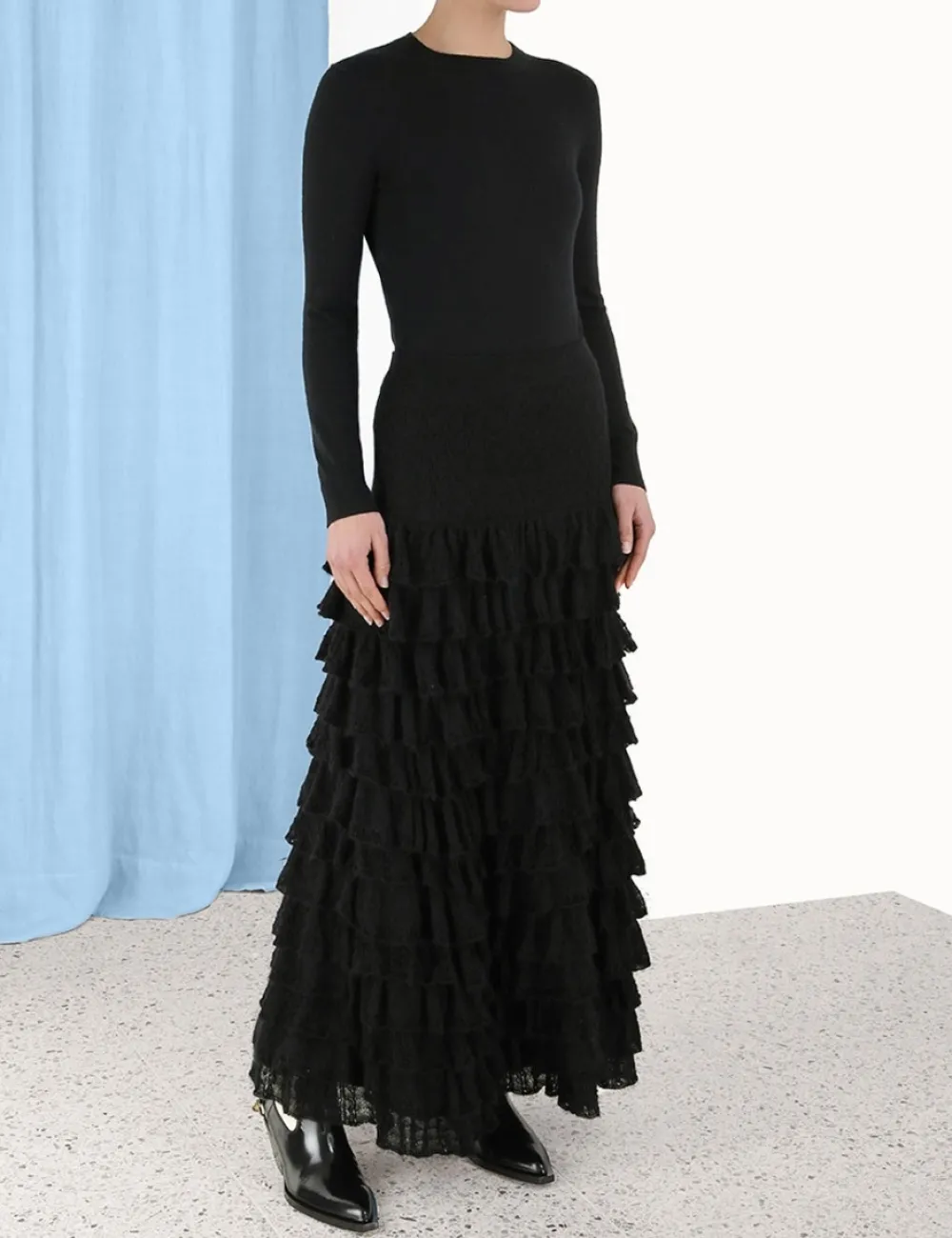 ZIMMERMANN Luminosity Lace Frill Skirt-Women Skirts