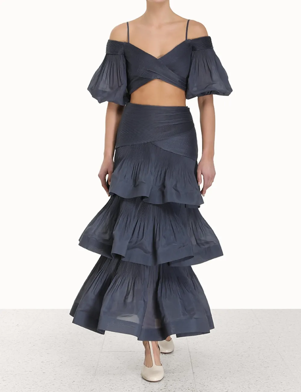 ZIMMERMANN Pleated Tiered Skirt-Women Clothing