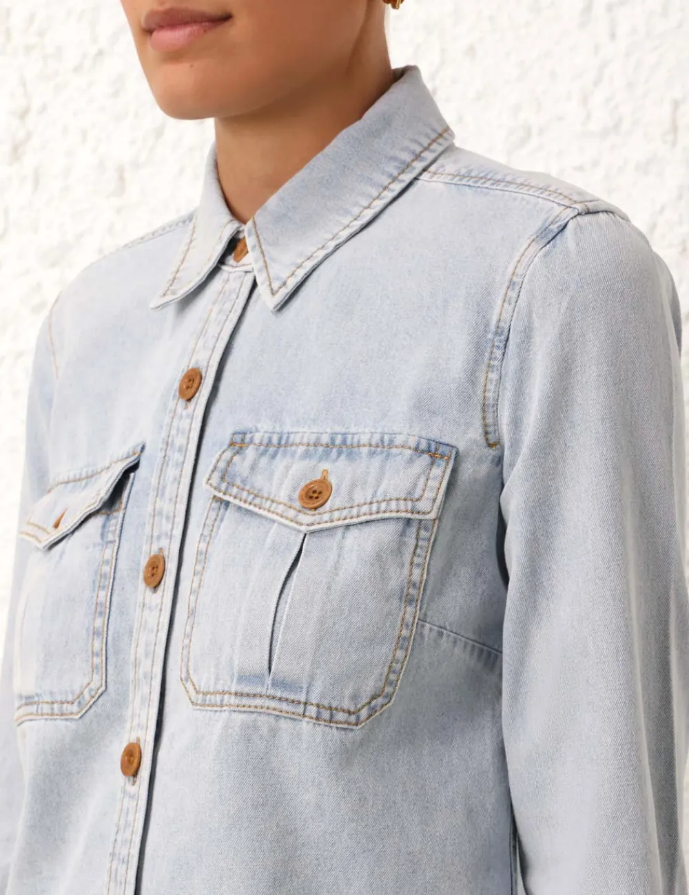 ZIMMERMANN August Denim Body Shirt-Women Tops