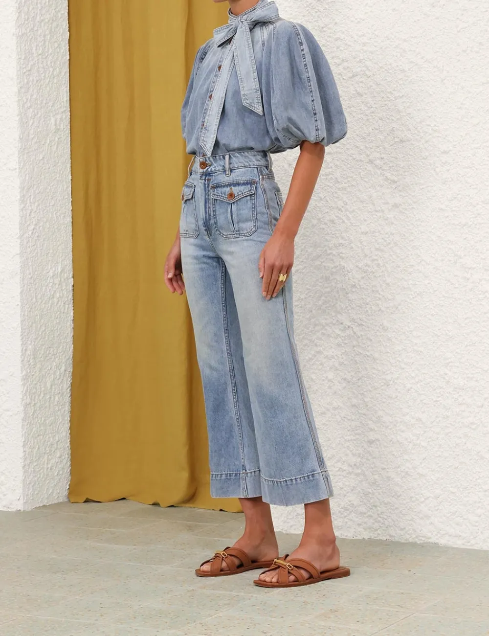 ZIMMERMANN Alight Lantern Sleeve Shirt-Women Tops