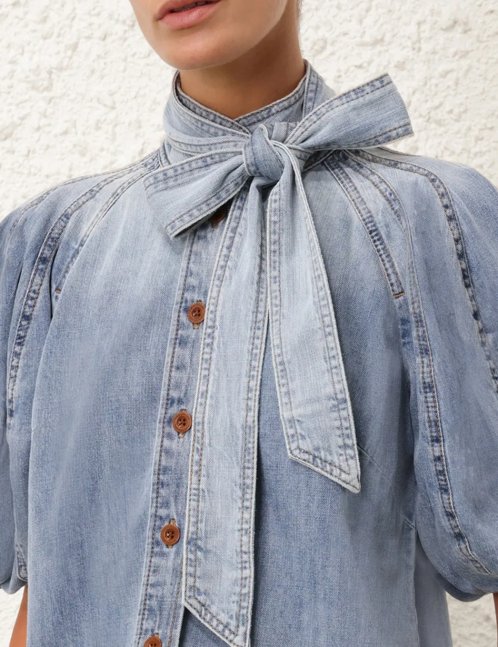 ZIMMERMANN Alight Lantern Sleeve Shirt-Women Tops