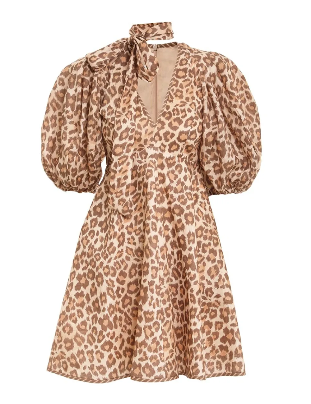 ZIMMERMANN Tie Neck Mini Dress-Women Clothing